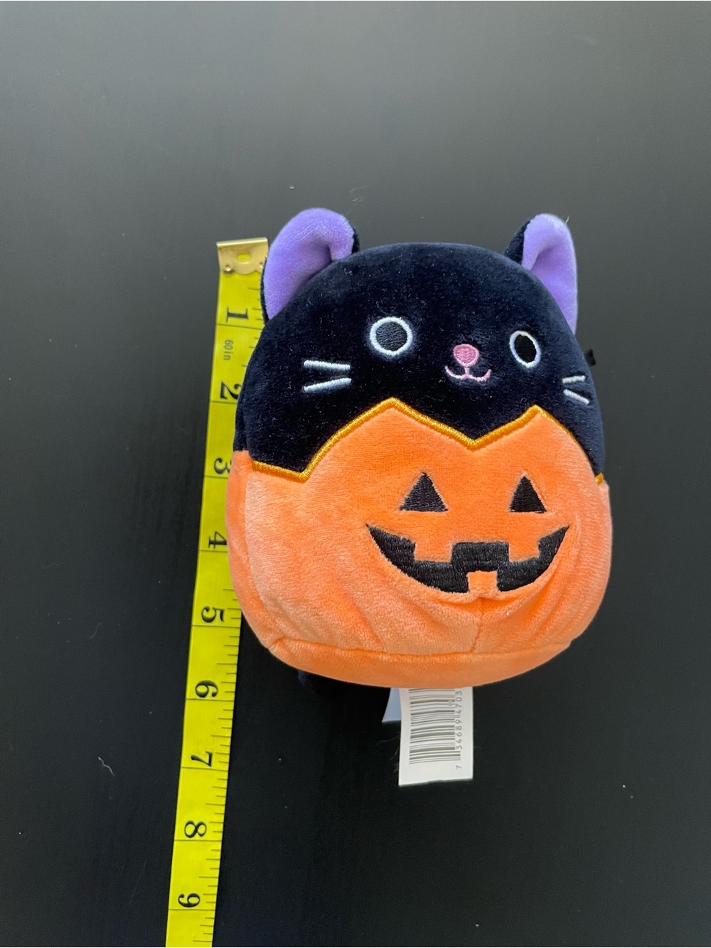 Plush Halloween Pumpkin Cat Costume Toy - Black, Orange & Purple